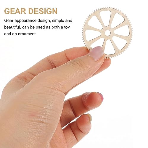 AKOAK 50 Pcs Wooden Gear, Blank Wooden DIY Craft Pieces, Wood Chip Paper-Cut Gift Labels, Unfinished Gear Decoration Cards DIY Craft Jewelry Making AKOAK
