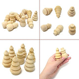 Honbay 12PCS Unfinished Wooden Christmas Tree Snowman Wood Christmas Ornaments Blank Woodn Peg Dolls for Art Painting Craft Projects HONBAY