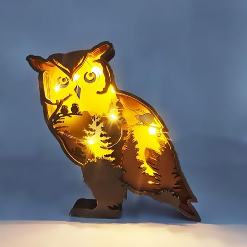 Creative 3D Wooden Owl Lamp - Warm LED Night Light for Home Décor and Gift Ideas Drawelry