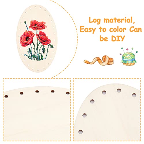 PH PandaHall 8pcs Basket Bottom for Rattan, 8 Styles Round/Oval Wooden Basket Base Set Basket Cane Wicker Woven Board with 3mm Pre-Drilled Holes for PH PandaHall