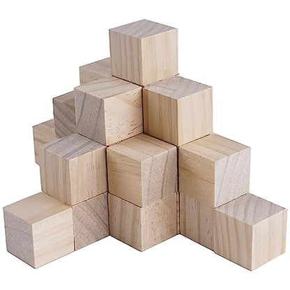 Wood Blocks for Crafting, 1 inch Wooden Cubes, Pack of 50 Natural Pine Wood, Unfinished Wood Blocks Great for DIY Crafts Making