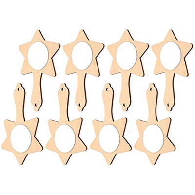 Kisangel Travel Accessories Travel Accessories 8pcs DIY Wood Mirror Handheld Wooden Craft Mirrors Unfinished Wood Handheld Mirror for Kids DIY