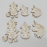 Amosfun 30pcs Wooden Unicorn Shape Wood Discs Slices Unfinished Wooden Cutouts Craft DIY Decoration Amosfun