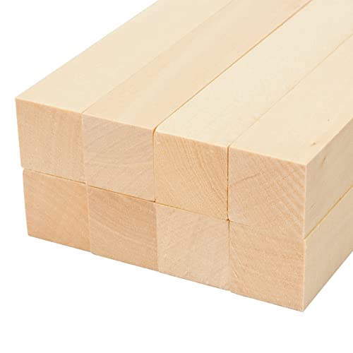 8 Pack Unfinished Basswood Carving Blocks Kit, 6 x 1 x 1 Inch Unfinished Bass Wood Whittling Soft Wood Carving Block Set for Kids Adults Wood Carving