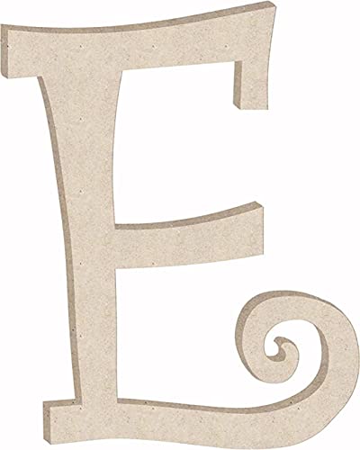 Unfinished 6 Inch Wooden Letter E Curlz Font, Blank Wood Alphabet Girl Letters for Nursery Wall Decor, Paintable Crafts NEXTCraft