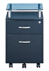 Techni Mobili Rolling File Cabinet with Glass Top, Graphite Techni Mobili