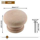 Zorfeter 20 Pcs Wood Unfinished Drawer Knobs Mushroom Shape Furniture Cabinet Knobs Pulls Handles (Diameter: 28mm, Height: 21mm) Zorfeter