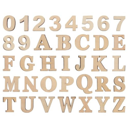 VILLCASE Mini Wood Letters and Numbers, Unfinished Wooden Alphabet Letter Slices, Wood Pieces DIY Wooden Numbers Blank Letters Spelling Educational