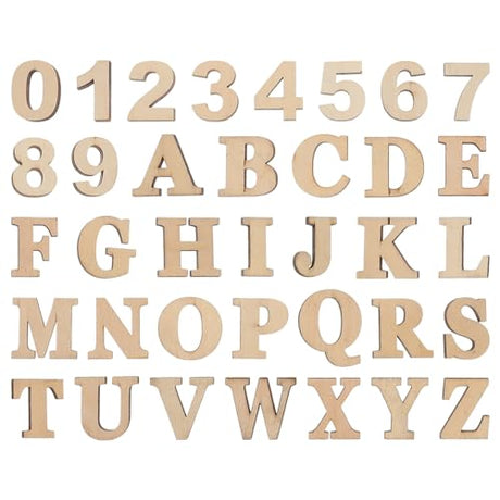 VILLCASE Mini Wood Letters and Numbers, Unfinished Wooden Alphabet Letter Slices, Wood Pieces DIY Wooden Numbers Blank Letters Spelling Educational VILLCASE