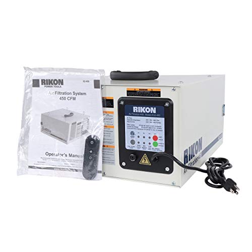 RIKON 62-450 3-Speed Remote-Controlled Air Filtration System (250/350/450 CFM) for large rooms up to 400 Square Feet - Circulates and Cleans Air 8 RIKON Power Tools