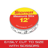 Starrett Tape Measure Stix with Adhesive Backing - Mount to Work Bench, Saw Table, Drafting Table - 1/2" x 12', English Metric, Right-Left Reading - Starrett