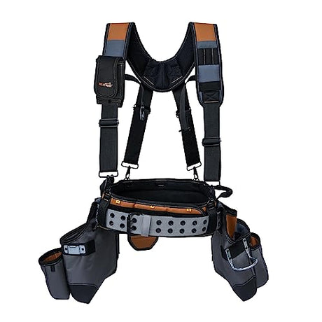MELOTOUGH Tool Belt with Suspenders Tool Bag Suspenders Framers Comb Apron Tool Belt Construction Tool Pouch Builder Heavy Duty Carpenter Suspension MELOTOUGH