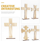 SEWACC 30pcs Cross Wood Jesus Wood Flower SEWACC
