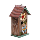 Topadorn Bird House Wooden Carved Floral Birdhouse with Hoop Hanging Birdhouse for Garden Yard Porch Decoration,11 Inch Topadorn