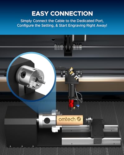 OMTech Rotary Cutter and Engraver Attachment with 3-Jaw Chuck and 2-Phase Stepper Motor for 50W 60W 80W 100W 130W CO2 Laser Engraving Machines Rotary - WoodArtSupply