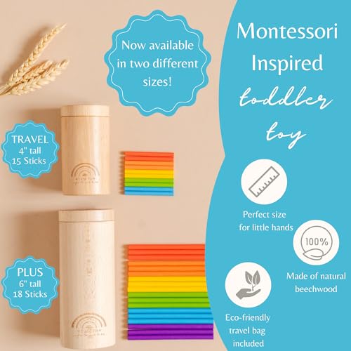Sticks for Kids Plus, Montessori Toddler Toys, Toys for 1-3 Year Old, 1 Year Old Gift, Wooden Toddler Toys, Toddlers Stay Busy, Sensory Toys, T and Me infant and kids