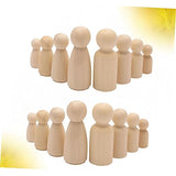 TEHAUX 50pcs Box Unfinished Wood Shape Unfinished Wooden Doll Kids DIY Gift Burlywood peg Doll Wood Figure Unfinished Dolls Kids Supplies Small Nail TEHAUX