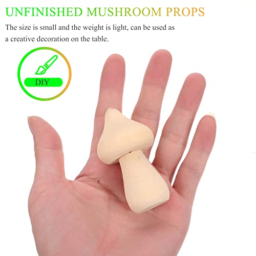 COHEALI 10pcs Wooden Mushroom Balnk Mushroom Model Unfinished Wood Toy Wooden Peg Dolls Unpainted Wood Figures Mushroom Toys Dining Table Decor