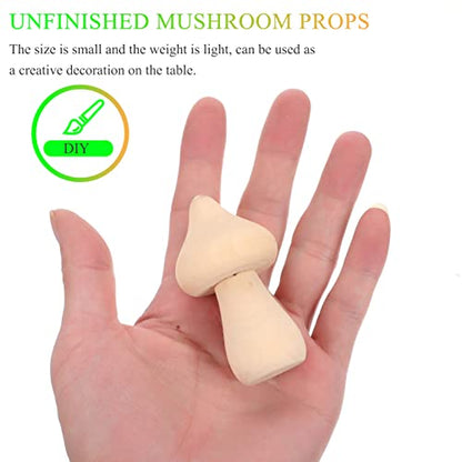 COHEALI 10pcs Wooden Mushroom Balnk Mushroom Model Unfinished Wood Toy Wooden Peg Dolls Unpainted Wood Figures Mushroom Toys Dining Table Decor