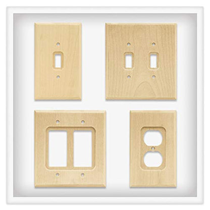 Franklin Brass Wood Square Wall Plate, Unfinished Wood Single Switch Cover Switch Cover, 1-Pack, W10393V-UN-C