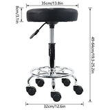 KKTONER Round Rolling Stool Chair PU Leather Height Adjustable Swivel Drafting Work SPA Shop Salon Stools with Wheels Office Chair Small (Black) KKTONER