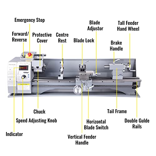 VEVOR Metal Lathe, 210x800 Mini Lathe Machine, 2500 RPM Variable Speed Change, 850W Precision Mini Lathe, Metal Working Lathe with Brushless Motor, - WoodArtSupply