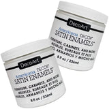 DecoArt Americana Decor Satin Enamels Paint - 2 Pack 8 oz Warm White Acrylic for Home Kitchen Wall Art- Furniture Supplies, Art Supplies Touch Up DecoArt