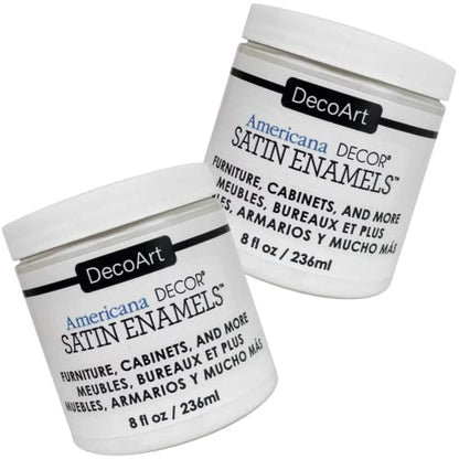 DecoArt Americana Decor Satin Enamels Paint - 2 Pack 8 oz Warm White Acrylic for Home Kitchen Wall Art- Furniture Supplies, Art Supplies Touch Up - WoodArtSupply