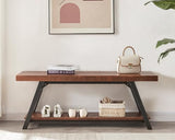 IBF Solid Wood Entryway Bench, Natural Real Wood Storage Bench, Farmhouse Wooden Shoe Bench in Entry Way Hallway Foyer Rack, Bedroom Bench Seat for IBF