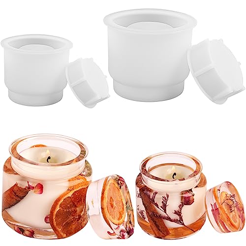 Actvty Jar Silicone Molds, Jar Resin Molds with Lids, 2 Sets of Candle Jar Molds of Different Sizes, Epoxy Resin Casting Molds for DIY Jewelry Actvty