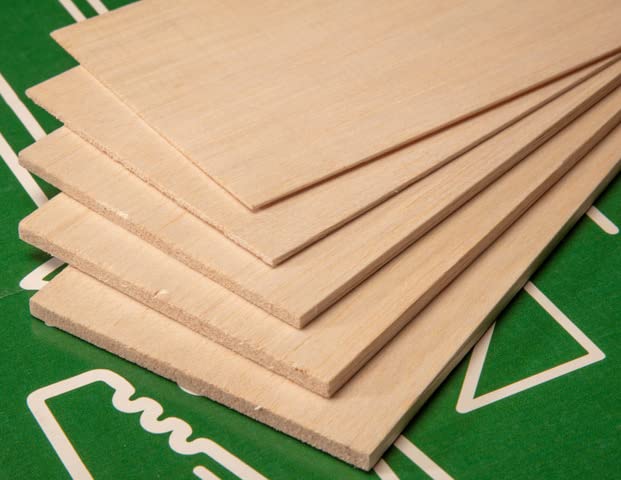BINOS Balsa Wood Sheets (12" x 4" x 1/4", Pack of 5) Model Grade Hobby Craft Balsa Wood Thin Plank, Perfect for Modeling, Crafts, Hobbies, Laser,