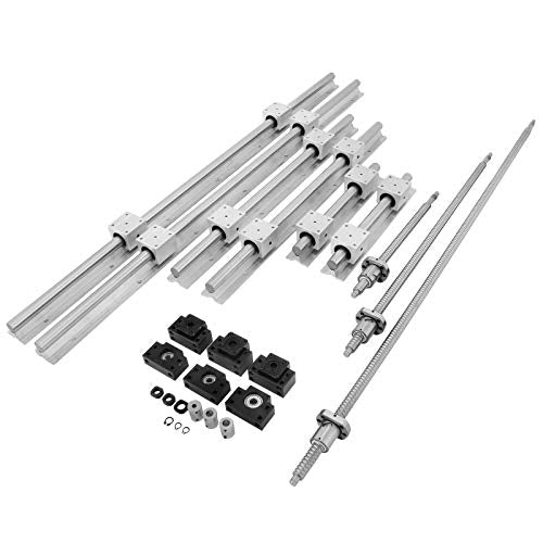 Happybuy Linear Rail, Ballscrew x 3, RM1605-350mm 650mm 1050mm x 2 Linear Rail Support, 12 CNC Kit Linear Shaft Optical Axis - WoodArtSupply