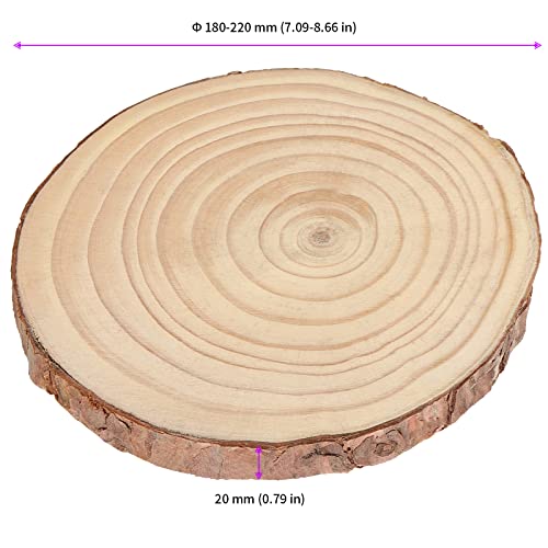 JEUIHAU 6 PCS 7-8 Inches Natural Unfinished Wood Slices, Round Wooden Tree Bark Discs, Wooden Circles for DIY Crafts, Christmas, Rustic Wedding - WoodArtSupply