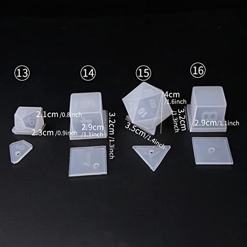 Resin Dice Molds Epoxy Casting Kit Set Number Resin Casting Standard Game Dice Square Triangle Dice Mold Polyhedral Game Dice Molds DIY Epoxy Resin Eforcase