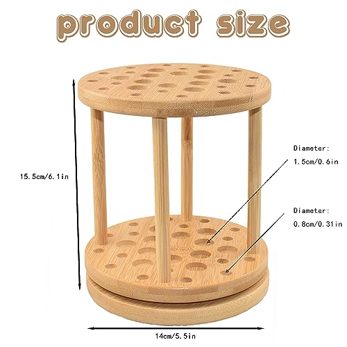 Yeeyeah 360 Rotating Bamboo Paint Brush Holder-Large Capacity Watercolor Paint Brush Holder Display Stand And Organizer for Desk, Arts and Crafts Yeeyeah