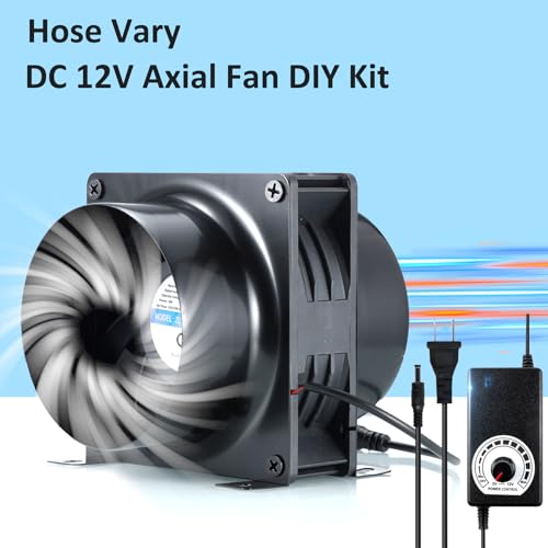 Hose Vary 4" Axial Exhaust Fan, 3000RPM 120mm DC12V Dual Ball Bearings Air Exhaust Fume Smoke Extractor Fan Kit for DIY Soldering, 3D Laser, Paint - WoodArtSupply