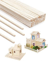Benvo 100 Pieces Balsa Wood Sticks Square Wooden Dowels Unfinished Hardwood Strips Natural Long Woodcraft Sticks Batons for DIY Crafts Model Making Benvo