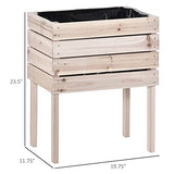 Outsunny 4PCS Raised Garden Bed, Wooden Elevated Planter Box Kit with Bed Liner, DIY Shape, for Flowers Vegetables Outsunny