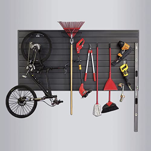 Proslat 88105 Heavy Duty PVC Slatwall Garage Organizer, 8-Feet by 4-Feet Section, 10 Panels, Charcoal (Dark Grey) PROSLAT