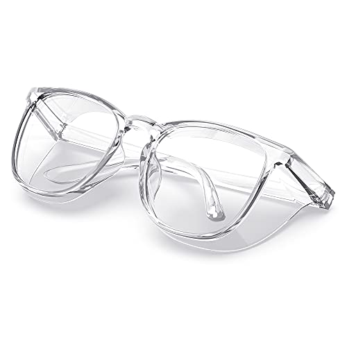 MORK&SUKY Safety Glasses, Stylish Goggles With No Fog Lense,Perfect Alternatives To Regular Protective Eyewear For Health Care Workers. (Transparent) MORK&SUKY