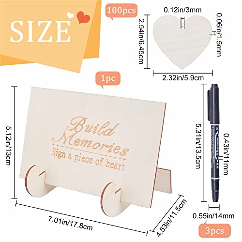 CRASPIRE Wedding Guest Book Alternative, for Guests to Sign with 3PCS Pens and 100PCS Wooden Sign Hearts Rustic Wedding Decorations for Wedding - WoodArtSupply