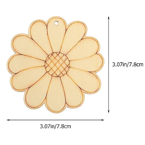 SEWACC Unfinished Wood Crafts 50 Sets Wooden Flower Cutouts Unfinished Flower Shapes Blank Wood Ornaments Flower Embellishments with Hemp Ropes for - WoodArtSupply