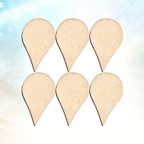 ARTIBETTER Wedding Decor 100 Pcs 30x18mm Wooden Slices Blank Unfinished Wood Teardrop Shaped Wooden Crafts Wood Cutout Ornament for DIY Art Craft ARTIBETTER