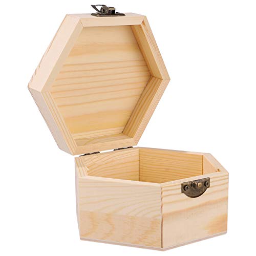 DIY Wooden Jewelry Box Handmade Craft Box Simple Jewelry Storage Container for Jewelry Storing 1Pc (Six Side Box Style)