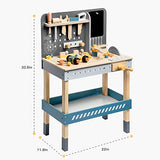 ROBOTIME Wooden Tool Bench for Kids Toy Play Workbench Workshop with Tools Set, Creative Wood Construction Tool Bench Toy for 3 4 5 Year Old Boys ROBOTIME