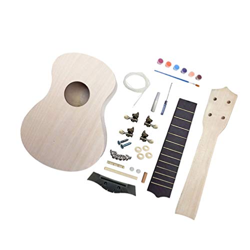 Artibetter 1 Set Diy Guitar Kit Unfinished Luthier Project Guitar Kit Body Neck Bridge Fretboard Ukulele Crafts - WoodArtSupply