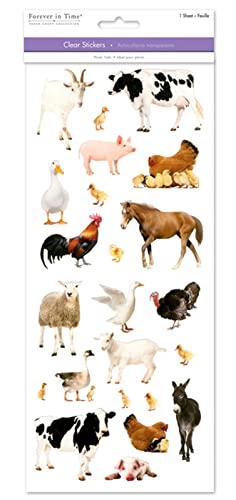 Realistic Farm Animal Stickers - Barnyard Clear Adhesive Decals for Crafts - – 23 Pc Craft Supply