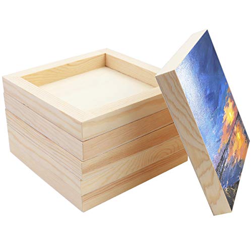 BILLIOTEAM 6 Pack Unfinished Square Wood Panels,6" x 6"/15cm x 15cm,Blank Wooden Canvas Cradled Painting Panel Boards for