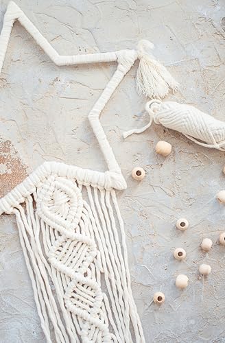 BAXTALO Complete Macrame Kit: 3mm x 109 Yards Natural Cotton Cord, Wooden Beads, Rings and Sticks, 20cm Moon and Star Metal Rings, and Macrame - WoodArtSupply