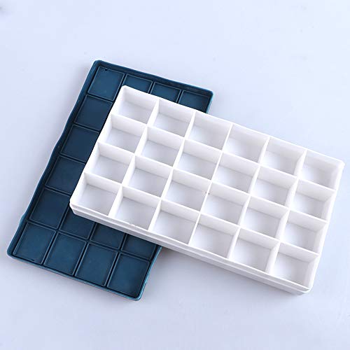 24 Paint Palette Plastic Paint Holder Watercolor Acrylic Paint Storage Travel Palette Tray with Rubber Lid for Artists Students Kids